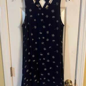 Maurices Dark Blue Dress with White Floral Dandelion Pattern